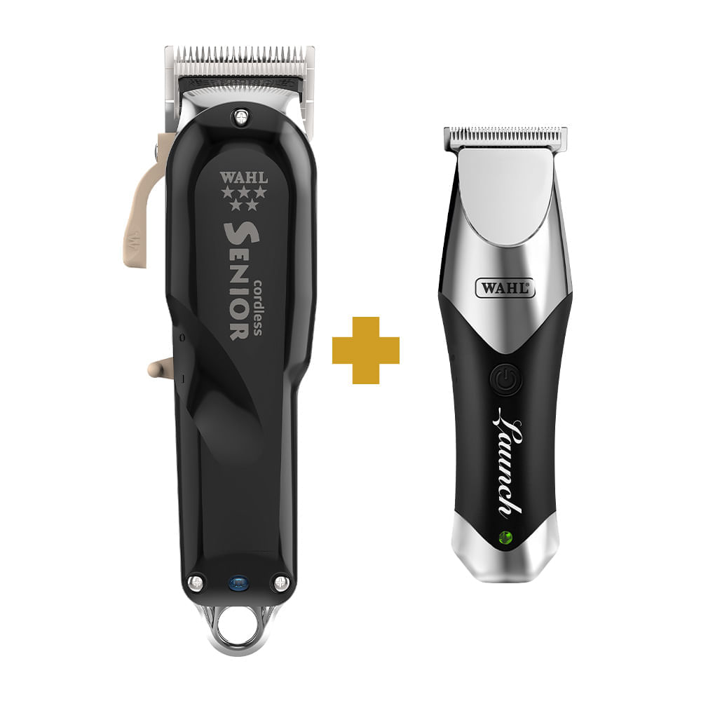 Kit Máquina de Cortar Cabelo Wahl Senior Cordless Bivolt  Máquina de Acabamento Wahl Launch Trimmer Bivolt