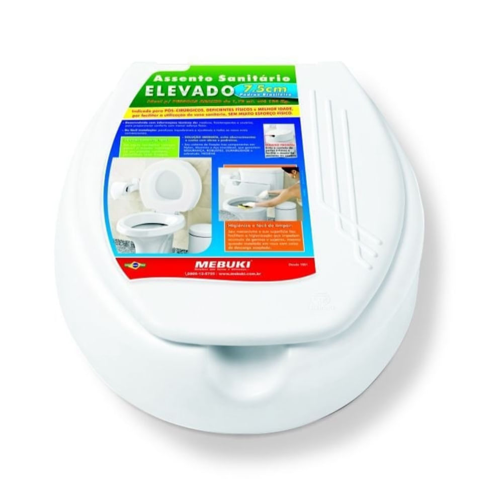 Elevador de Assento Sanitário com Tampa Mebuki 7,5 cm 7,5cm