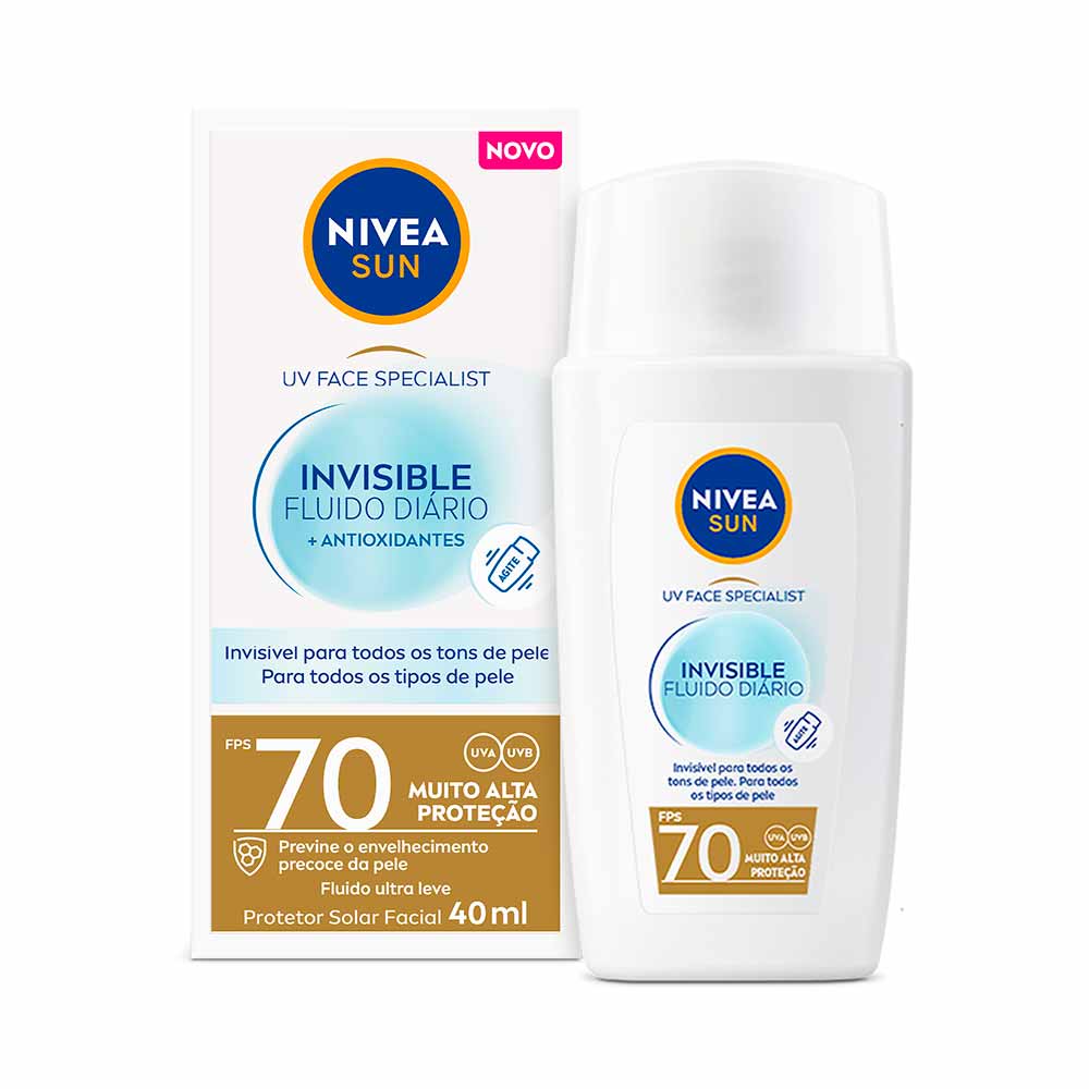 Protetor Solar Facial NIVEA Sun UV Face Specialist Invisible Fluido Diário FPS 70
