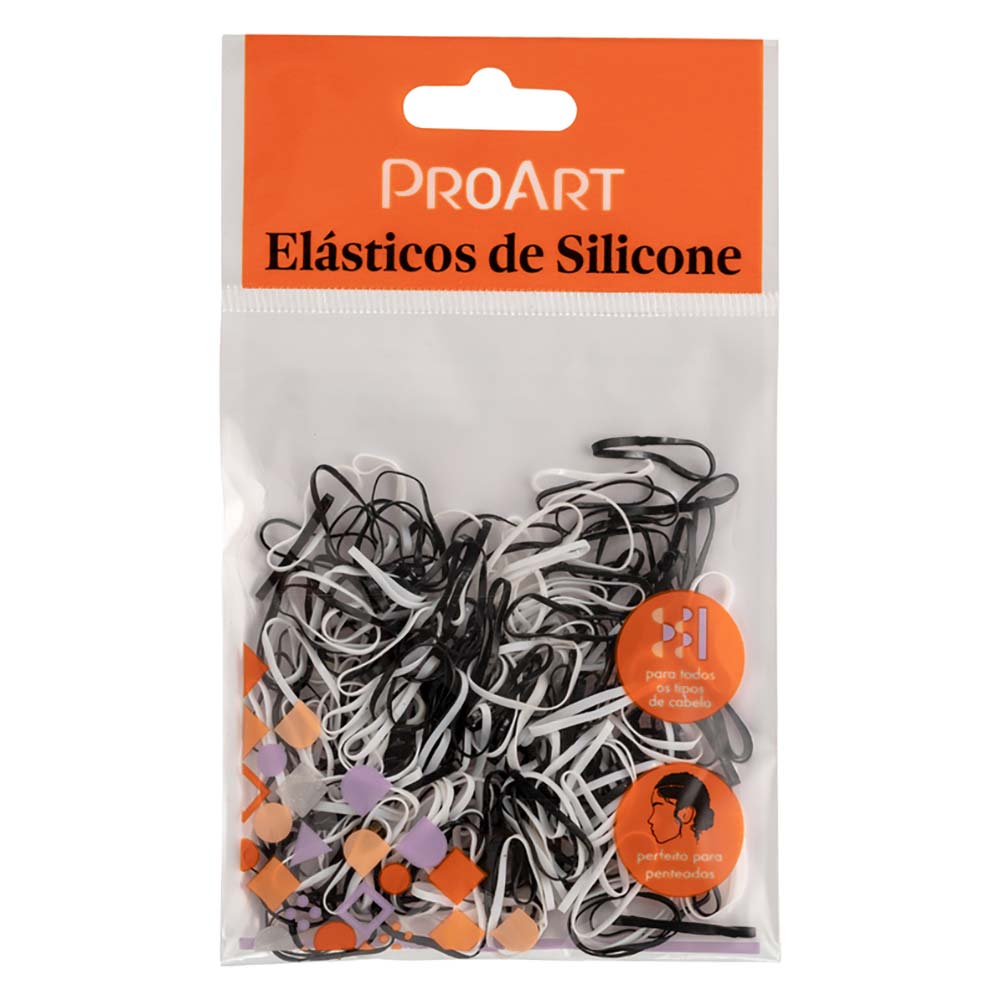 Elasticos de Silicone Proart P Preto e Branco