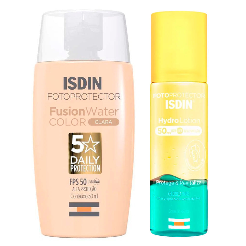 Isdin Kit – Protetor Solar Corporal Hydrolotion + Protetor Facial Fusion Water 5 Stars Color