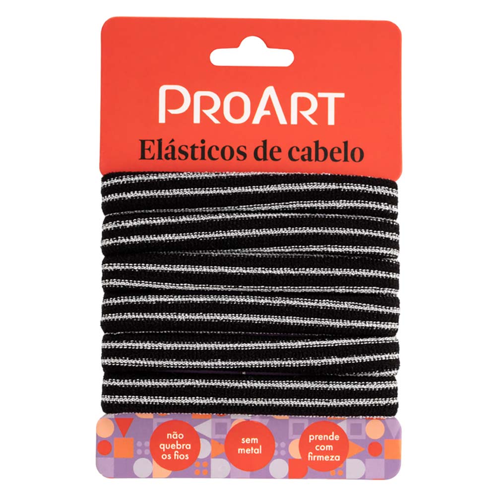 Elásticos de Cabelo Sem Metal Proart com Fios Pratas