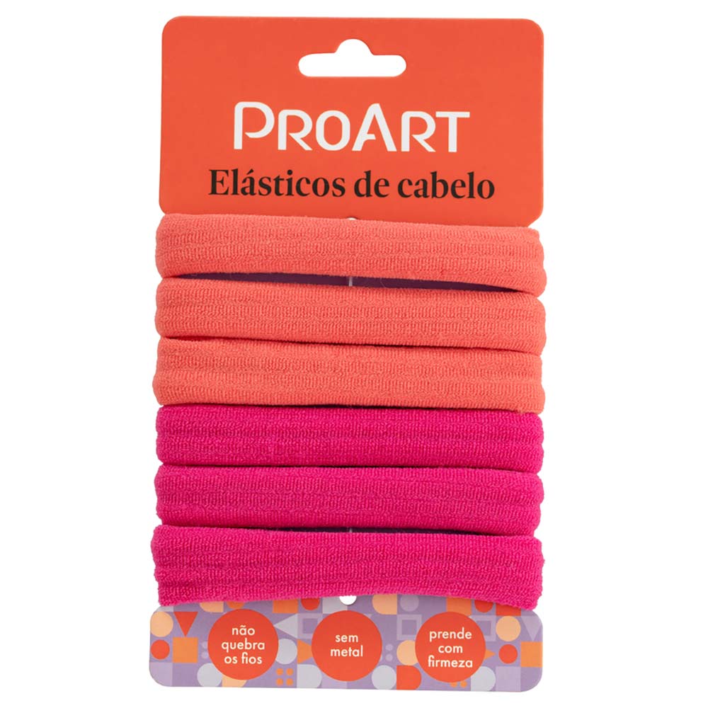 Elásticos De Cabelo Sem Metal Proart Rosa E Laranja