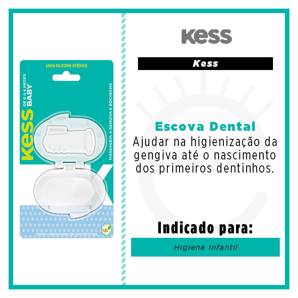 Escova Dental Para Bebê Kess Massageadora Boca e Gengiva