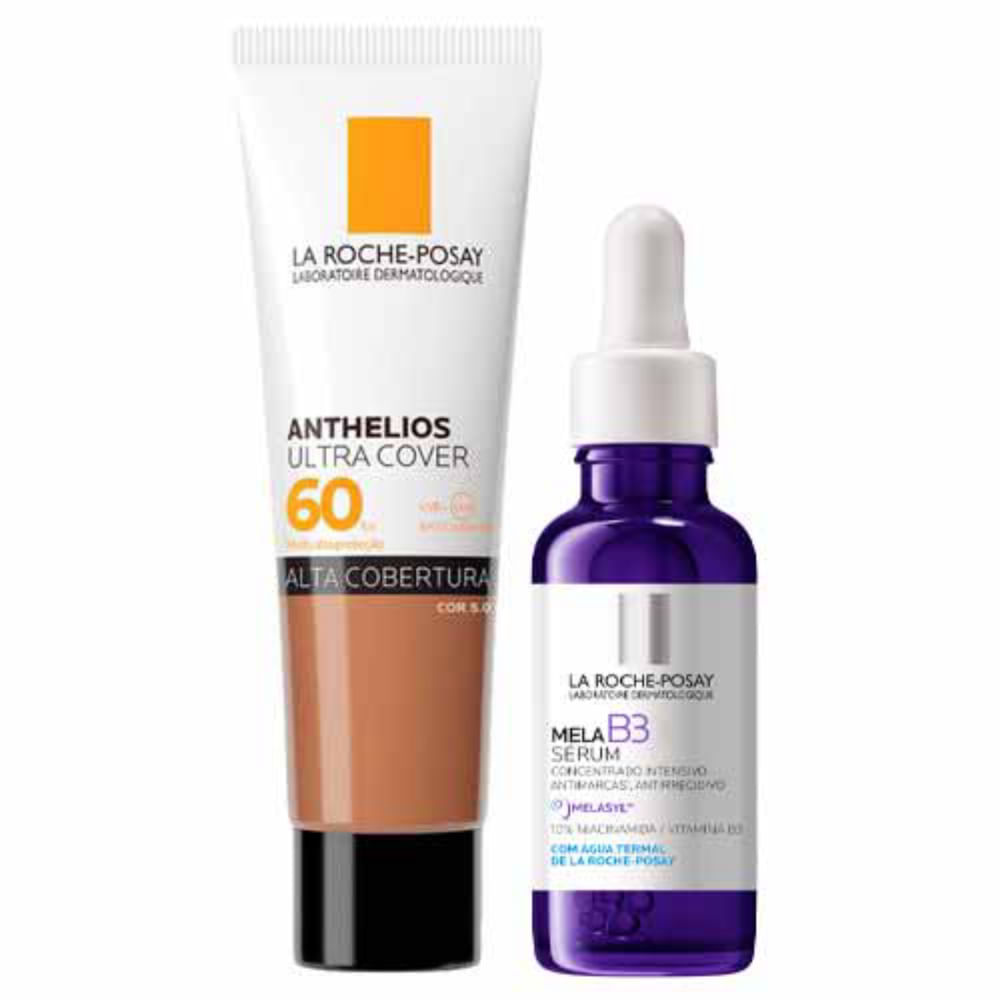 La Roche-Posay Kit - Protetor Solar Facial com Cor 5.0 + Sérum Facial Mela B3 para Redução de Marcas