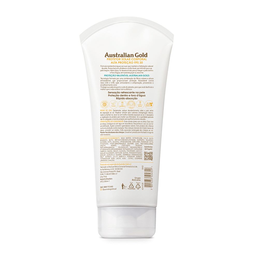 Protetor Solar Corporal Australian Gold Alta Proteção FPS 30 200g