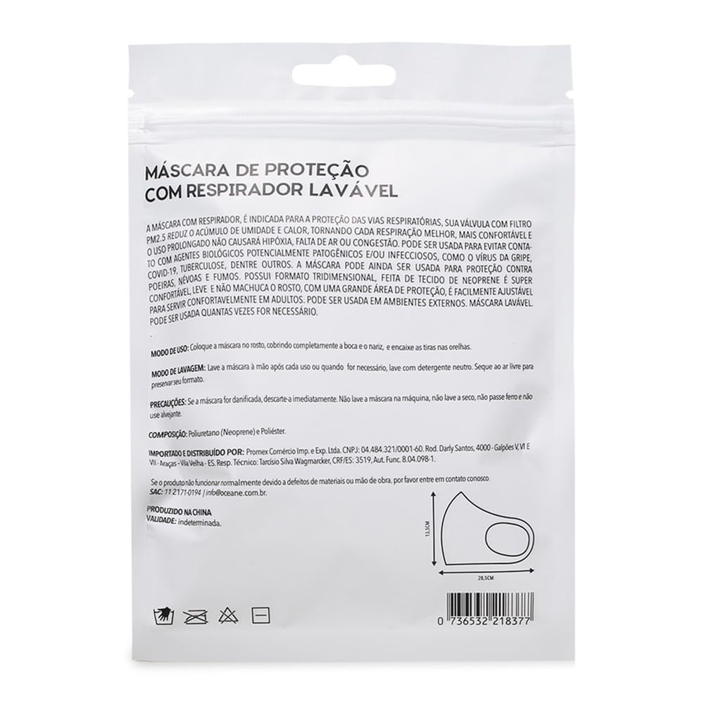 Máscara de Proteção com Respirador Océane Preto