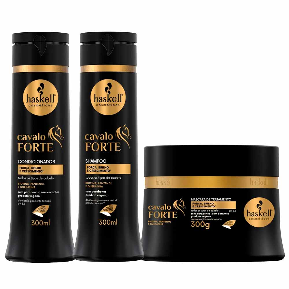 Haskell Cavalo Forte Kit - Shampoo + Condicionador + Máscara Kit