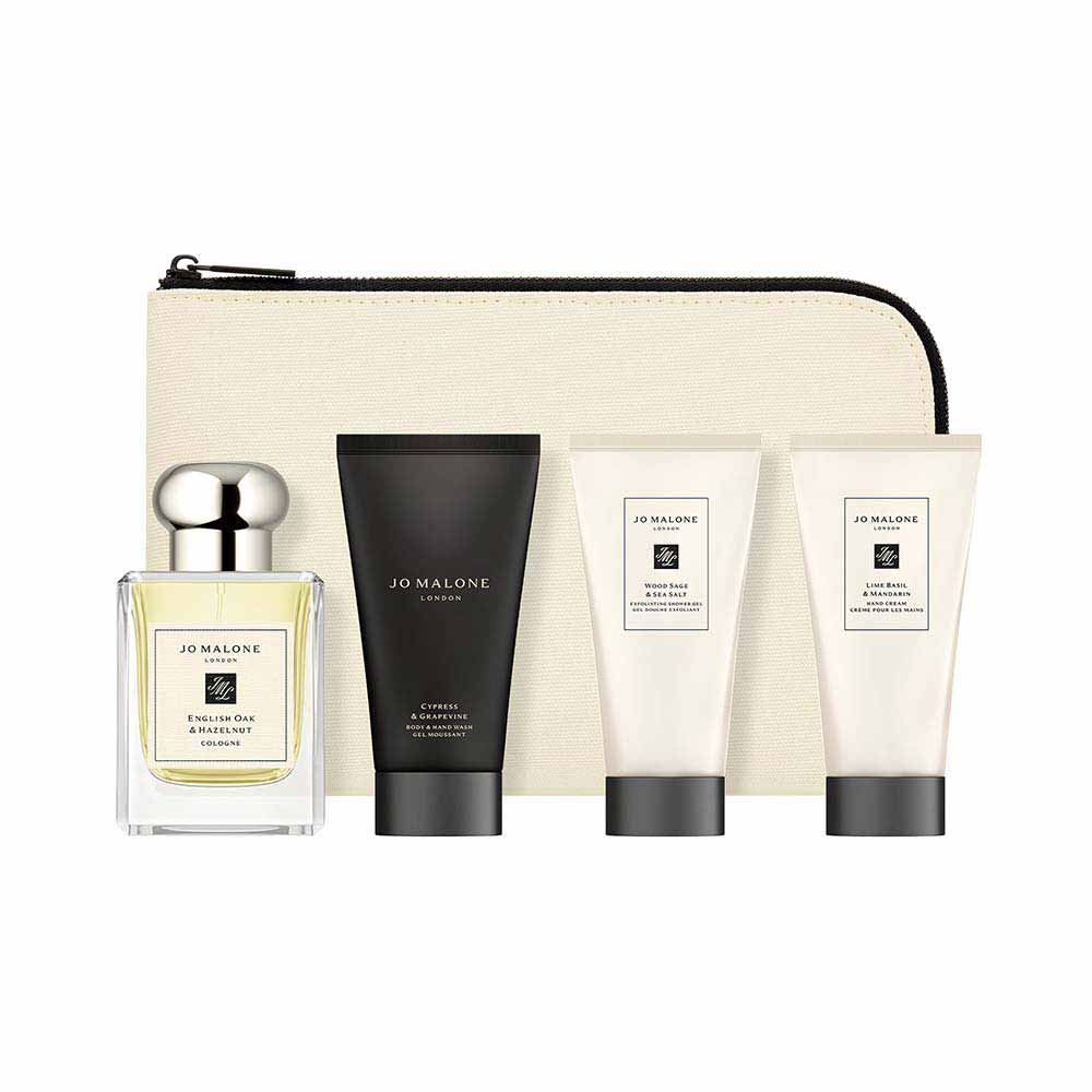 Jo Malone London English Oak & Hazelnut Coffret - Perfume Masculino + Gel de Banho + Sabonete Líquido + Creme para as Mãos + Nécessaire Kit