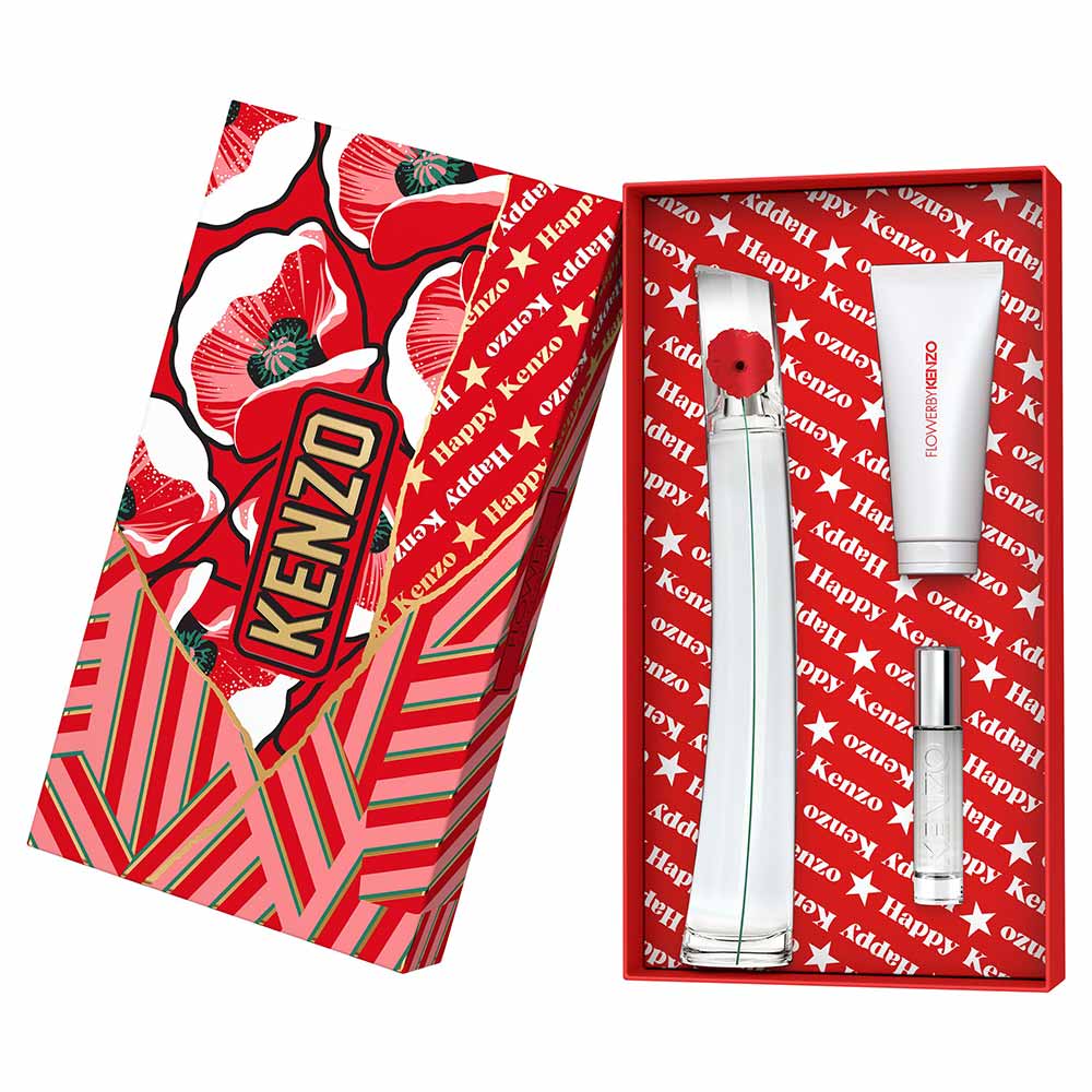 Kenzo Flower By Kenzo Coffret Perfume Feminino EDP + Travel Spray + Loção Corporal Kit