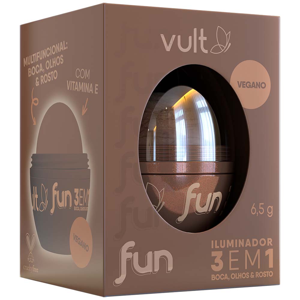Iluminador 3 em 1 Vult Fun Dourado Radiante