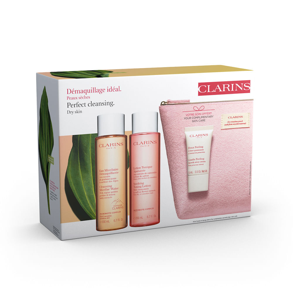 Clarins Kit Água Micelar + Tônico Soothing + Espuma De Limpeza + Necessaire Kit