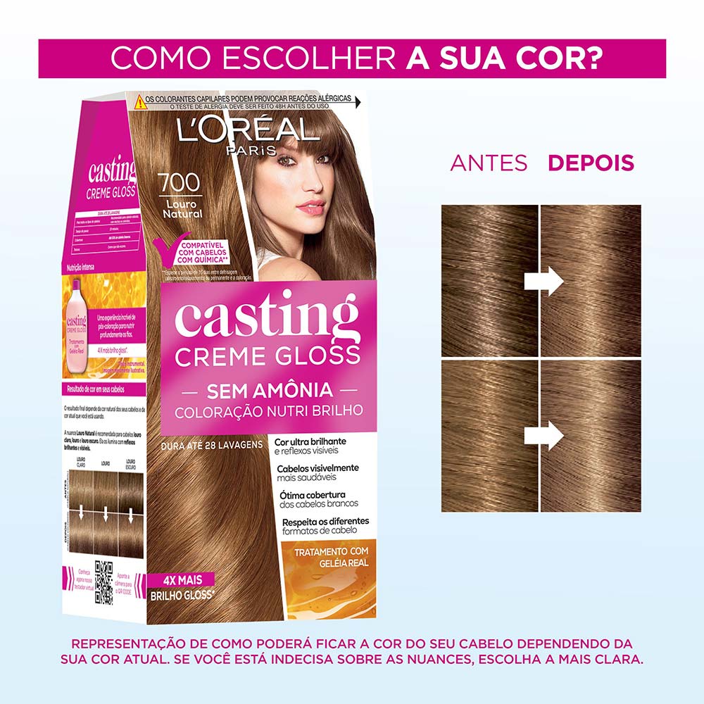 Coloração Casting Creme Gloss L'Oréal Paris 700 Louro Natural