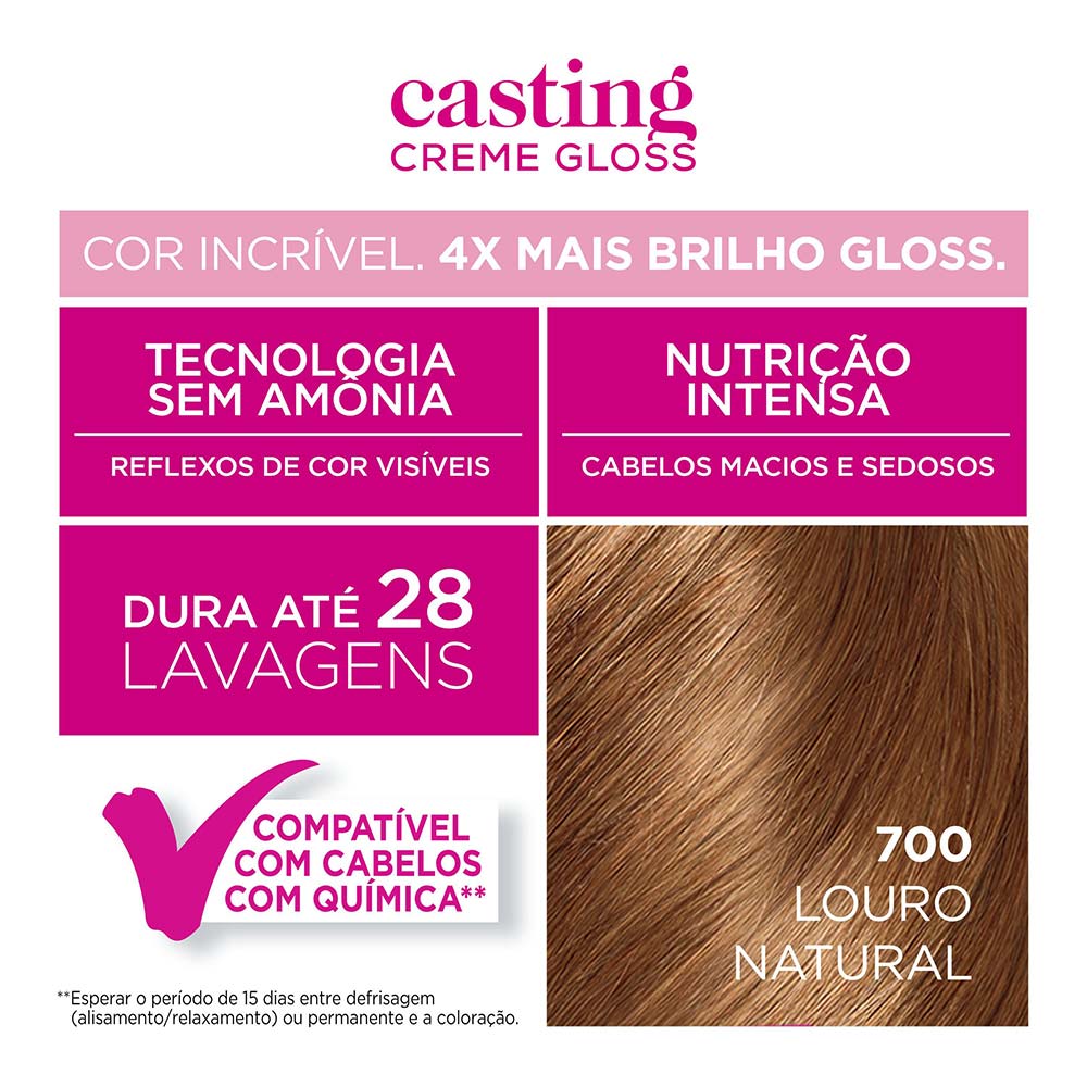 Coloração Casting Creme Gloss L'Oréal Paris 700 Louro Natural