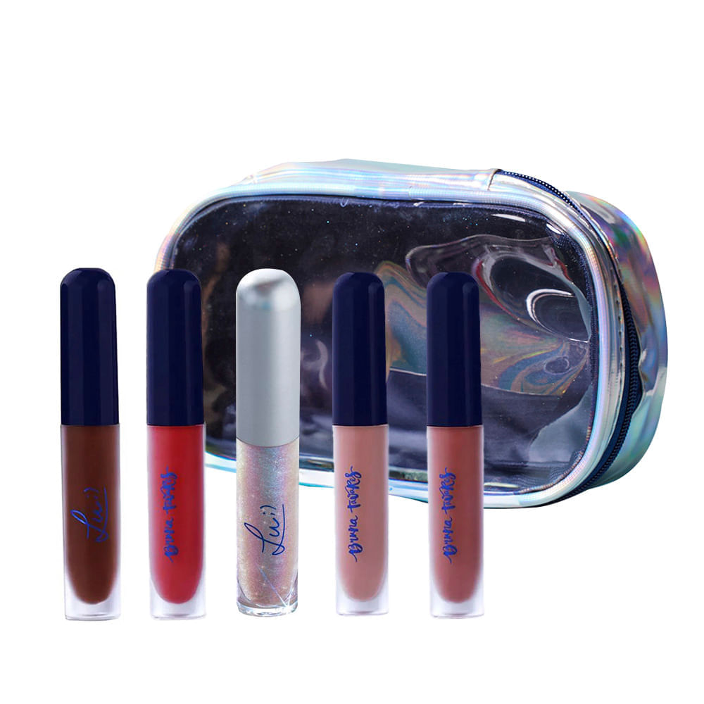 Bruna Tavares Bt + Lu Kit Com 4 Batons Líquidos E 1 Gloss Labial + Frasqueira Kit
