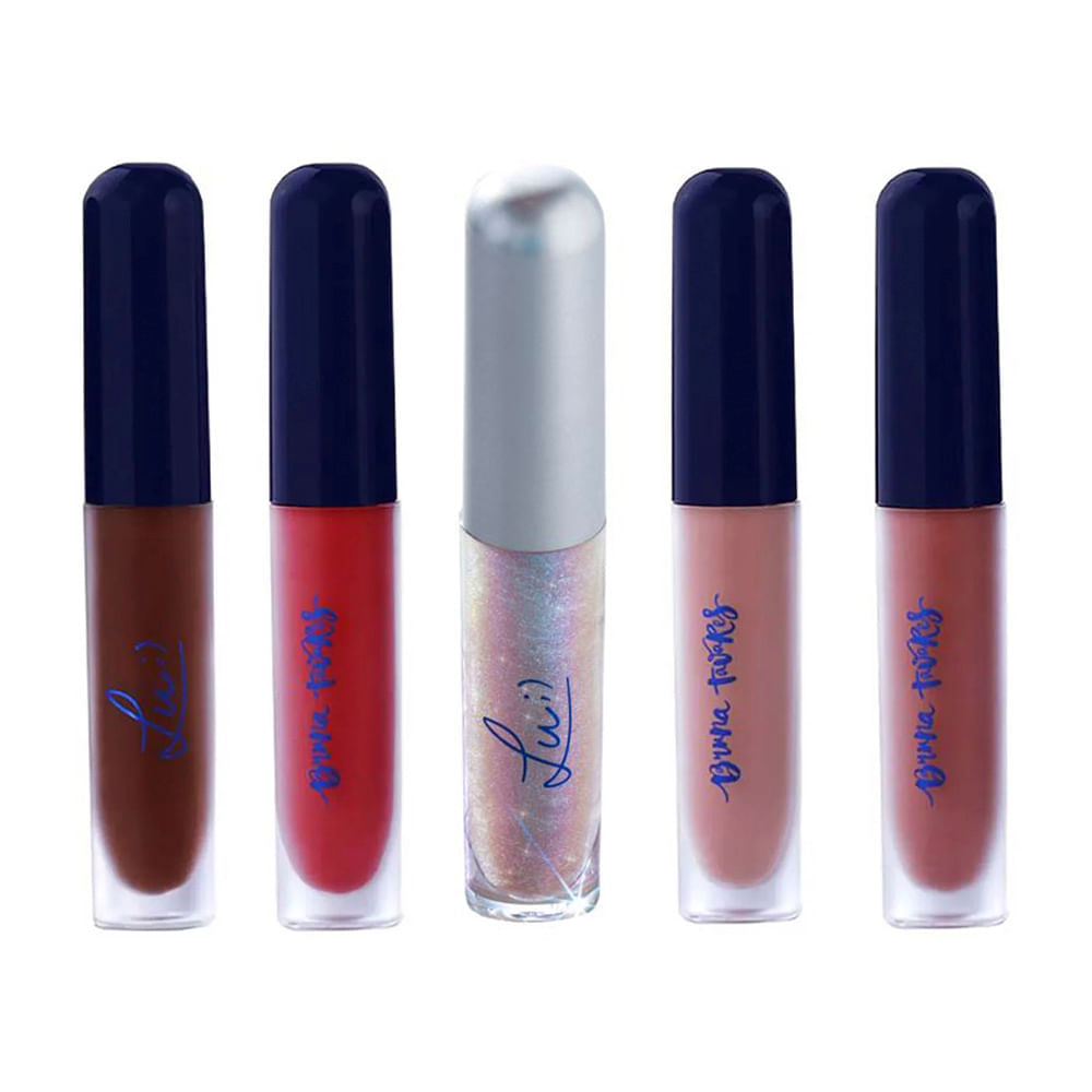 Bruna Tavares BT + Lu Kit com 4 Batons Líquidos e 1 Gloss Labial + Frasqueira Kit