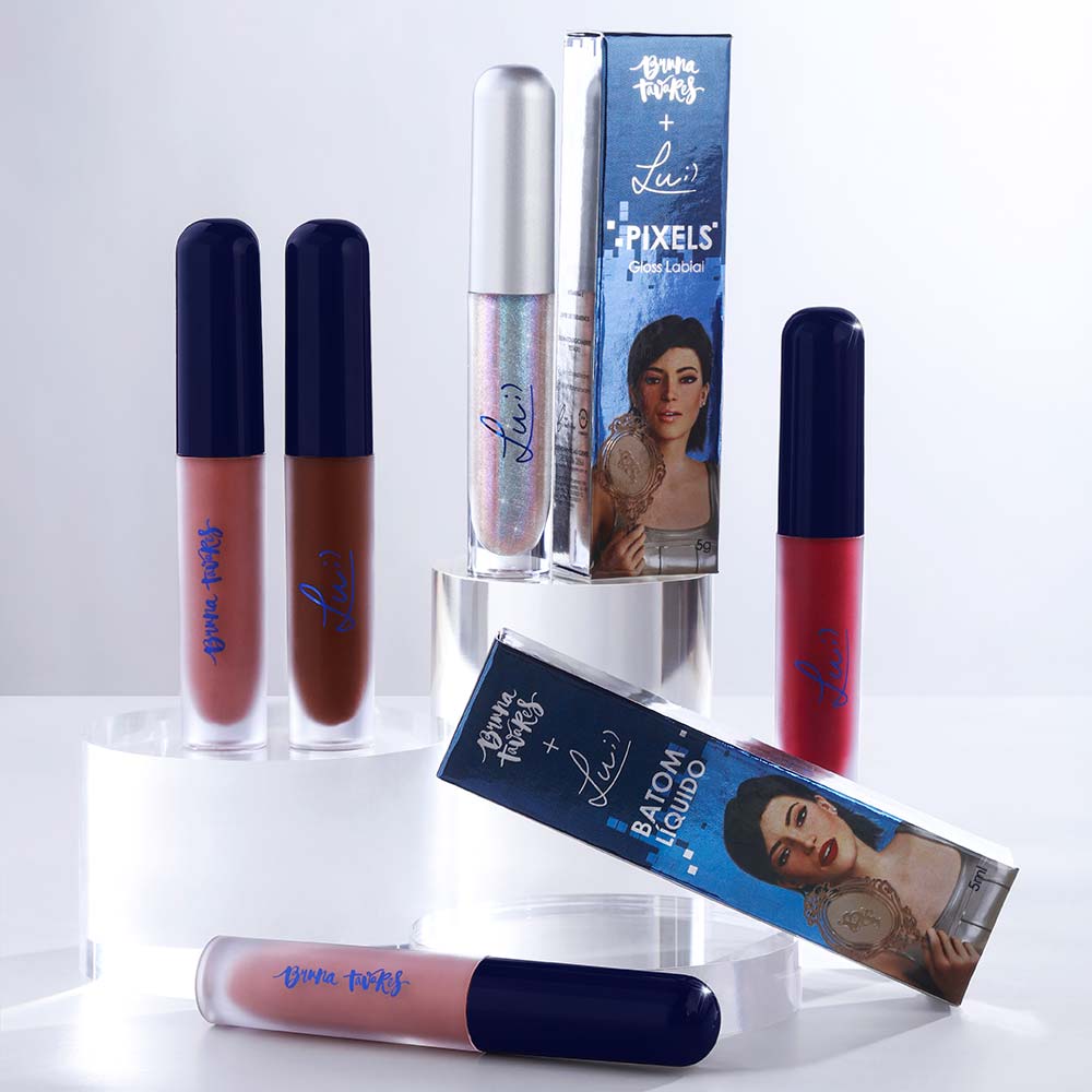 Bruna Tavares BT + Lu Kit com 4 Batons Líquidos e 1 Gloss Labial + Frasqueira Kit