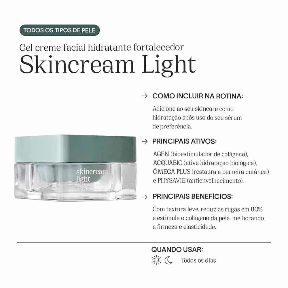 Gel Creme Facial Fortalecedor Care Natural Beauty Skincream Light 30ml