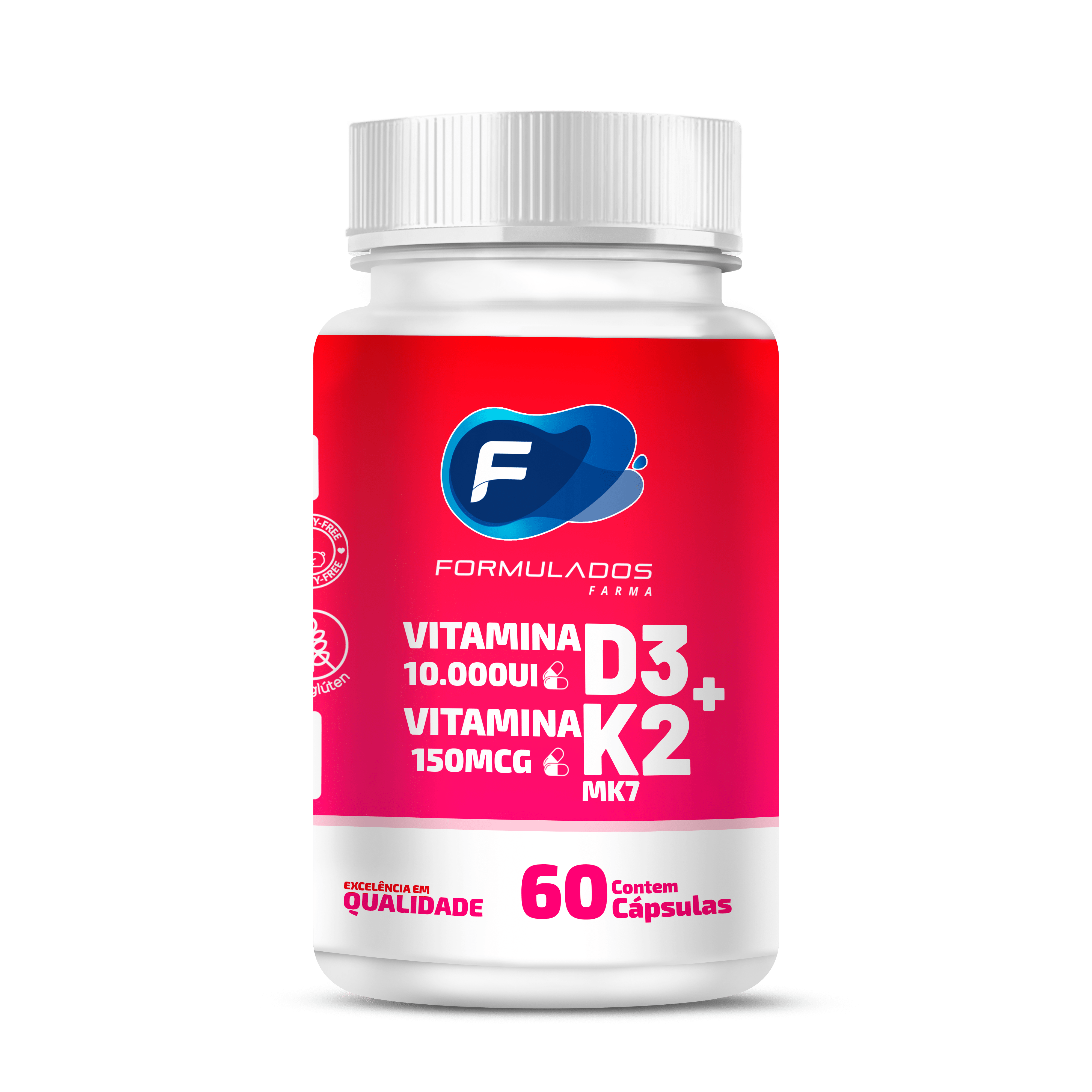 Vitamina K2 Mk7 150mcg + Colecalciferol 10.000ui 60 Cápsulas