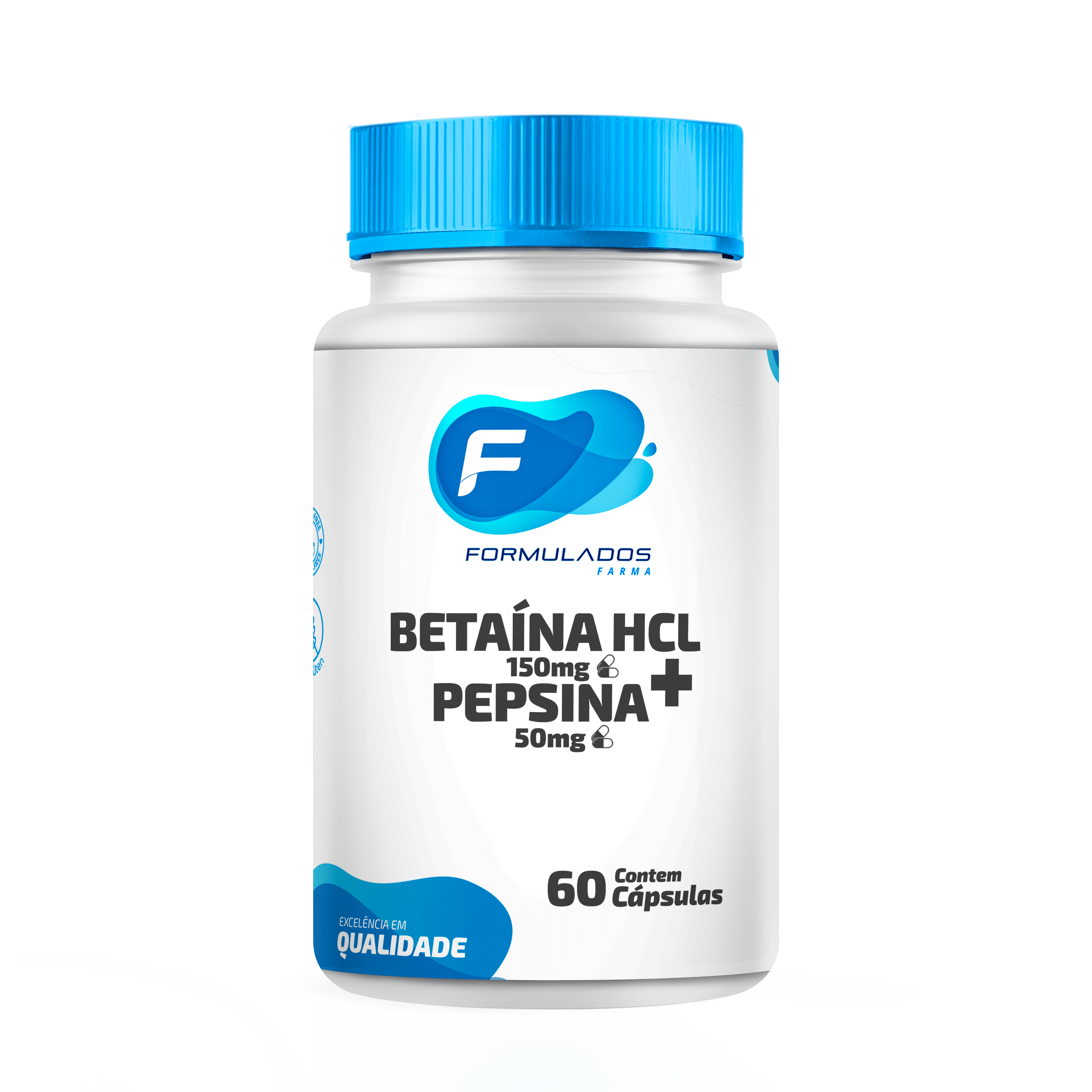 Cloridrato De Betaína Hcl 150 Mg + Pepsina 50 Mg 60 Cápsulas