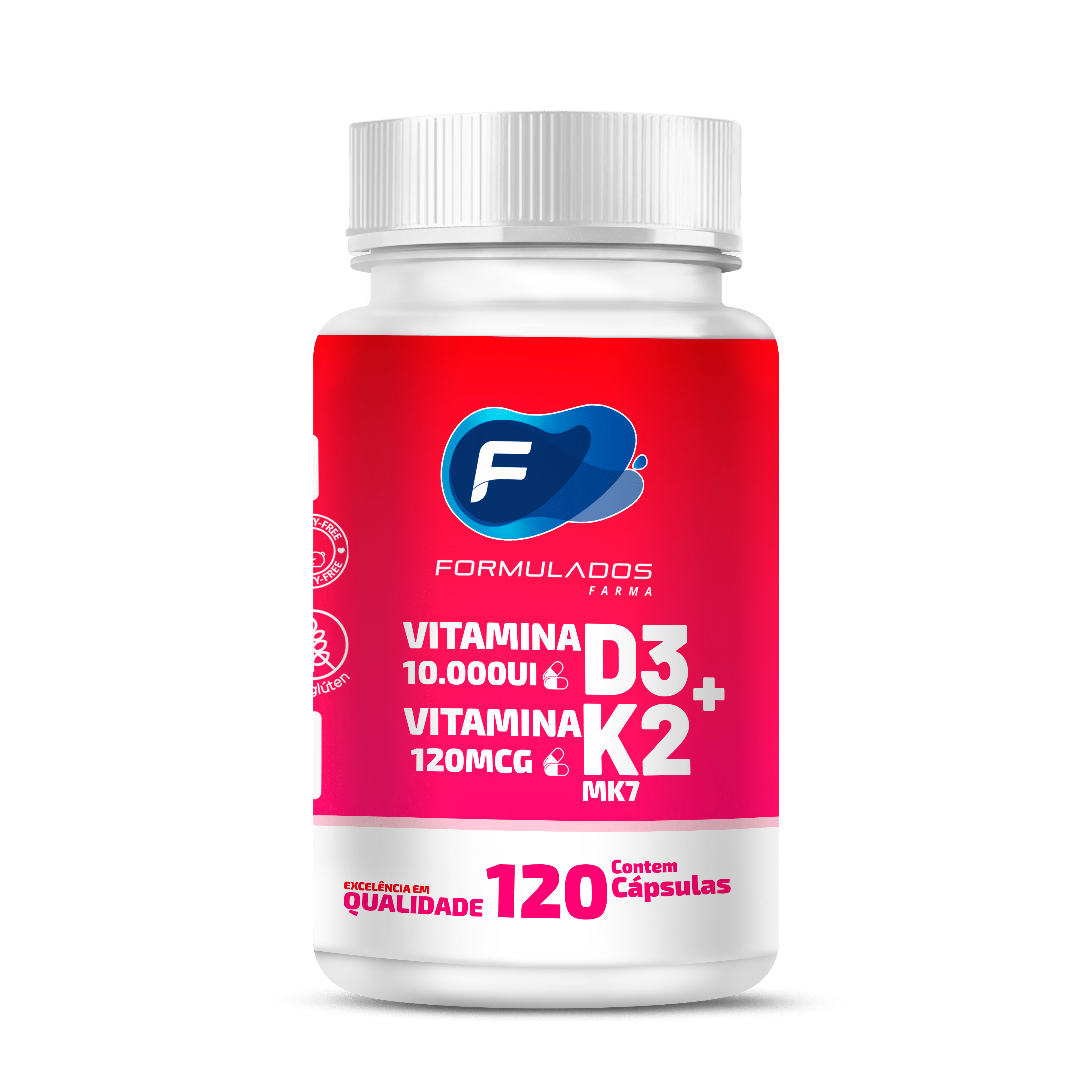 Vitamina D3 10.000ui + Vitamina K2(mk7) 120mcg Com 120 Cápsulas