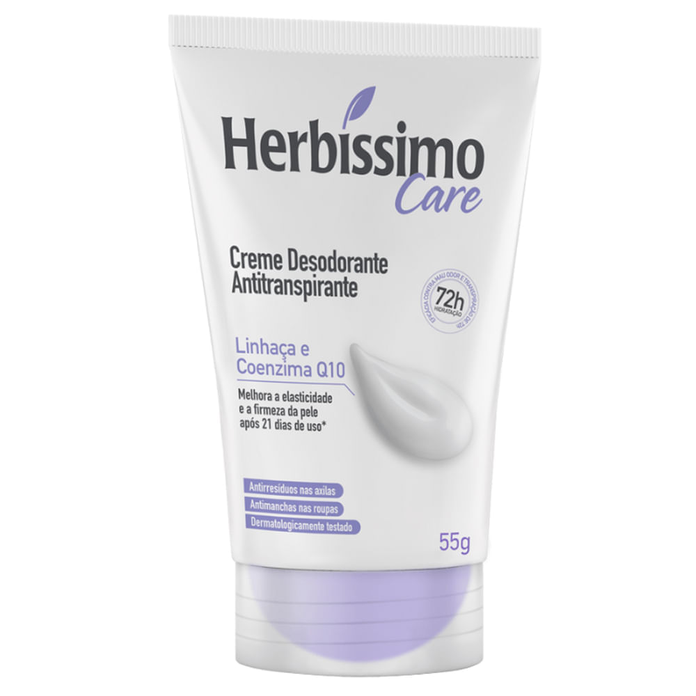 Desodorante Antitranspirante Creme Herbíssimo Care Linhaças E Coenzima Q10 55g