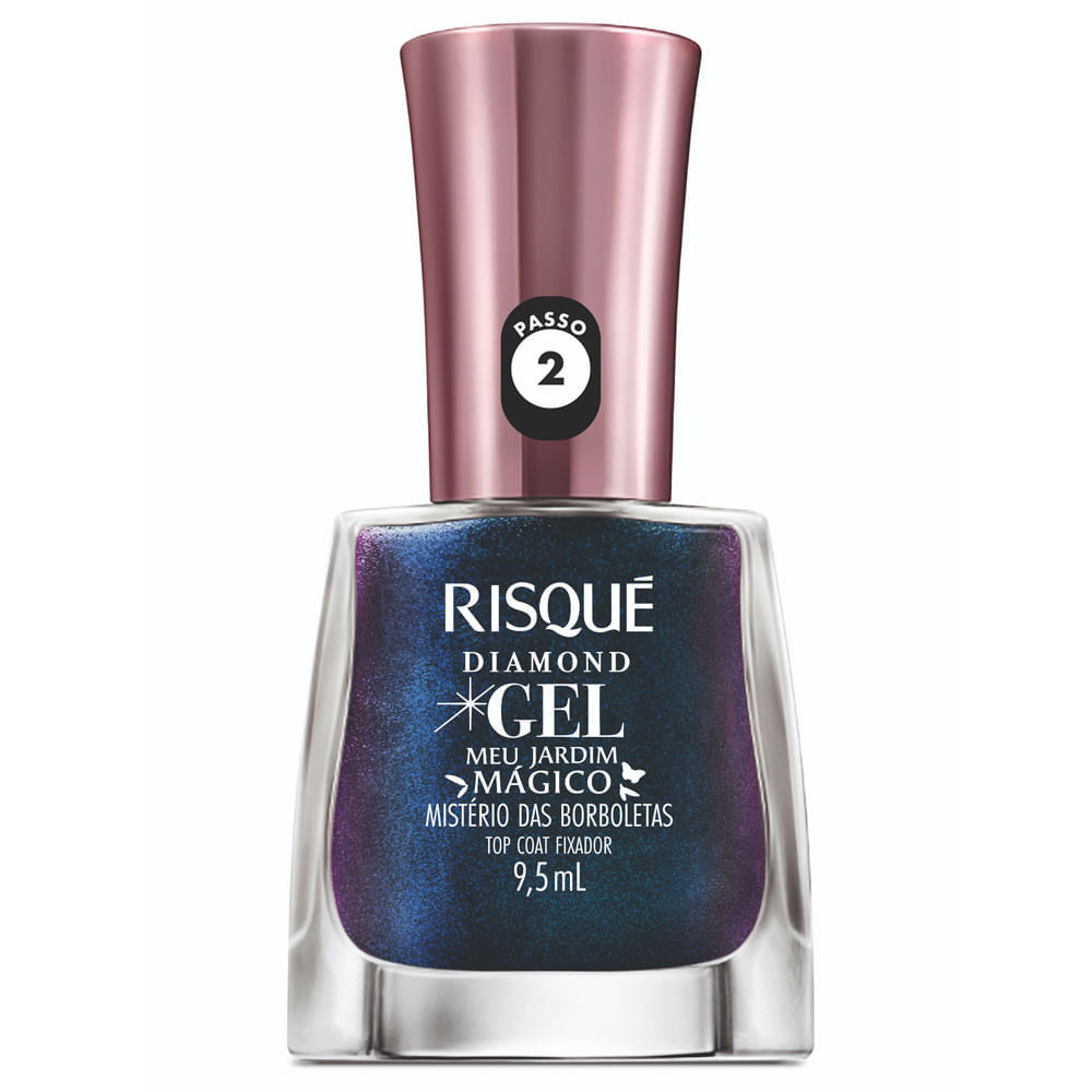 Top Coat Fixador Risqué Diamond Gel Meu Jardim Mágico Mistério das Borboletas 9,5ml