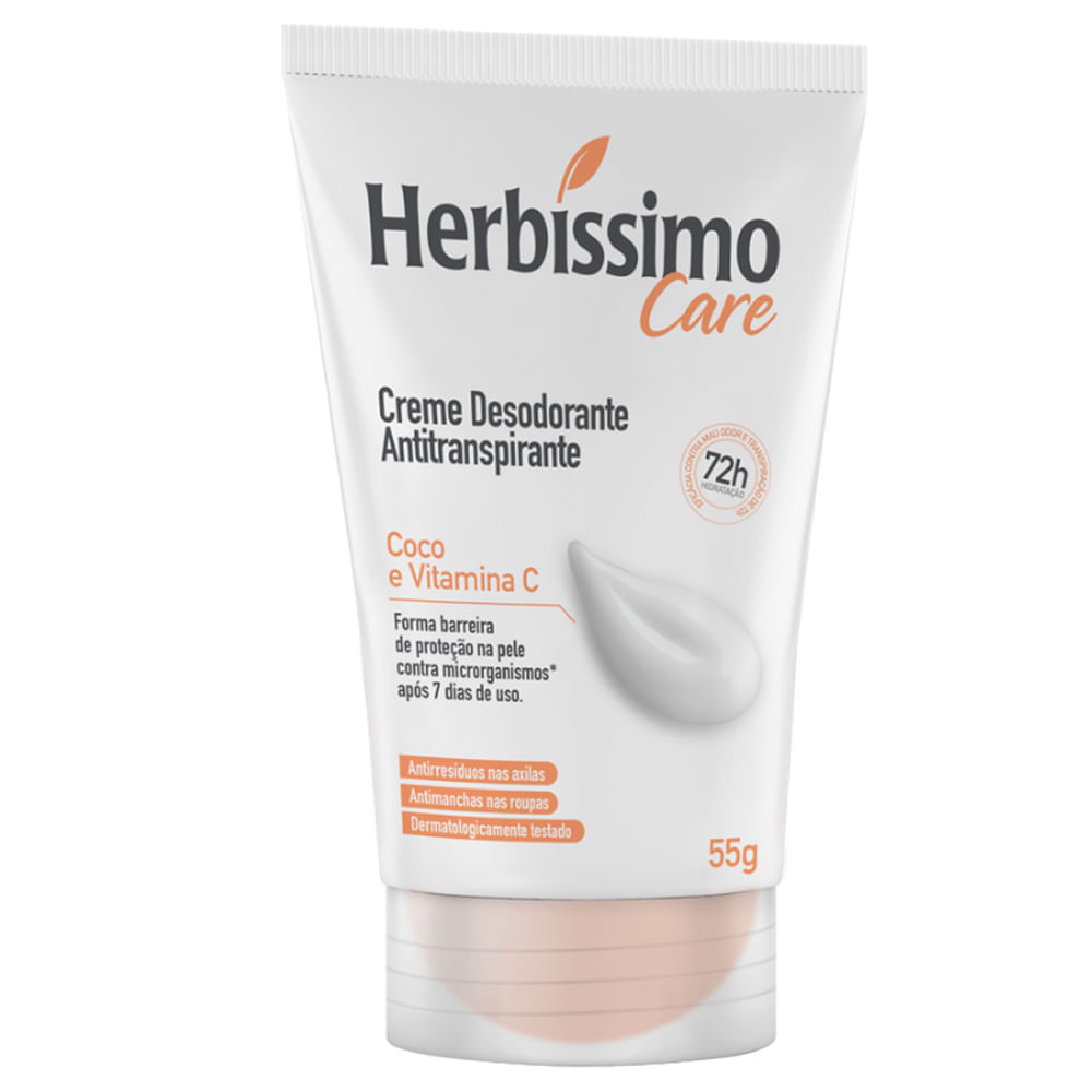 Desodorante Antitranspirante Creme Herbíssimo Care Coco E Vitamina C 55g