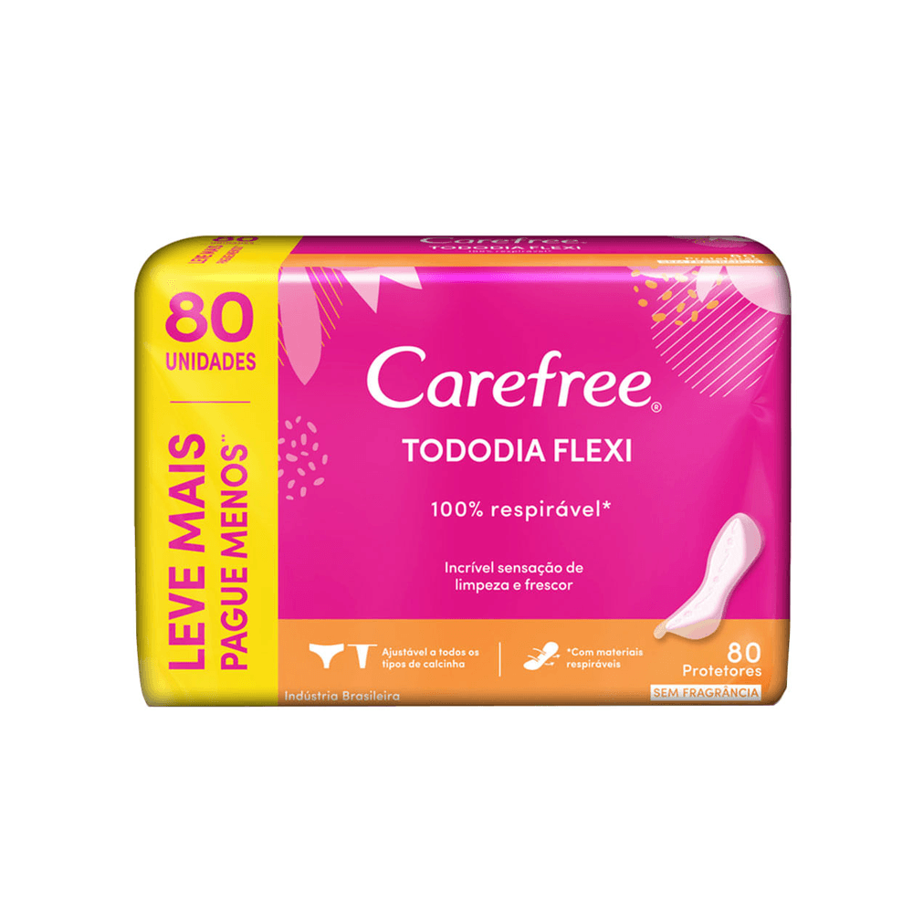Protetor Diário Carefree Todo Dia Flexi Sem Fragrância 80 Unidades