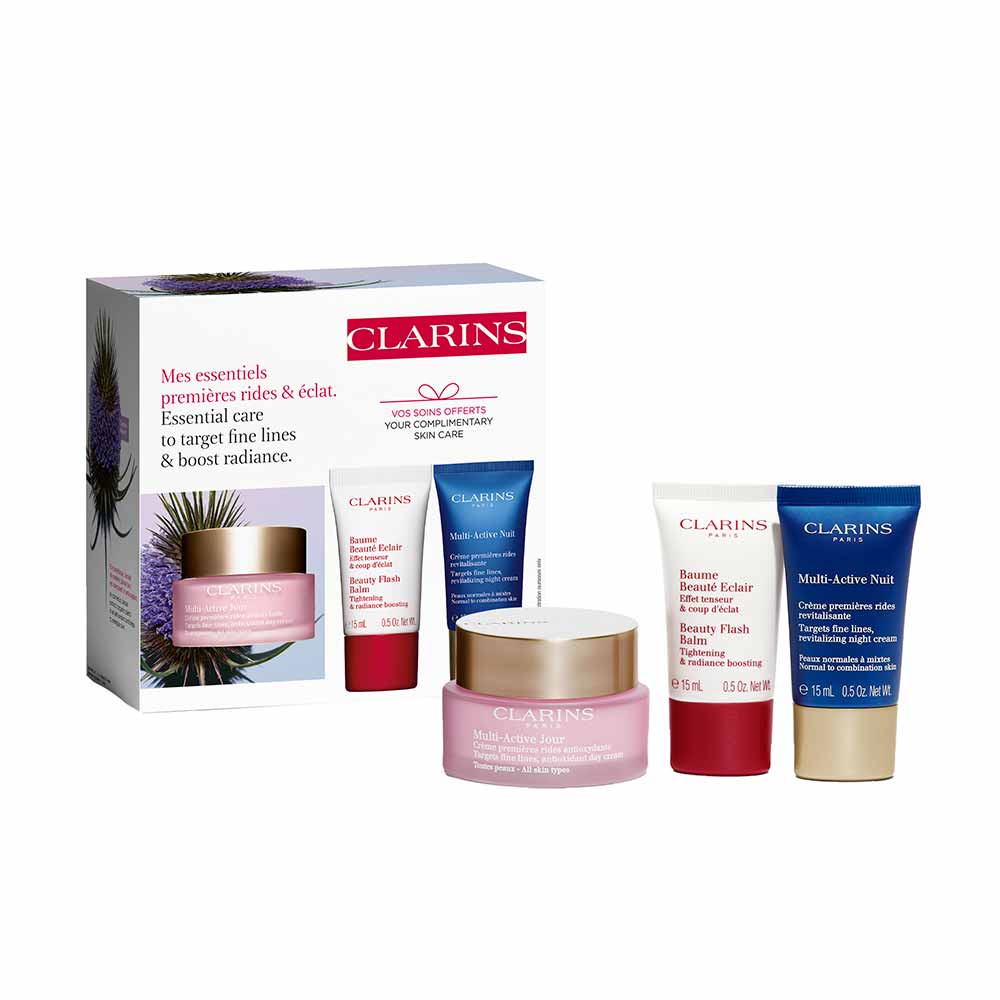 Kit Clarins Creme Dia Multi-Active Creme Noite Multi-Active Baume Facial