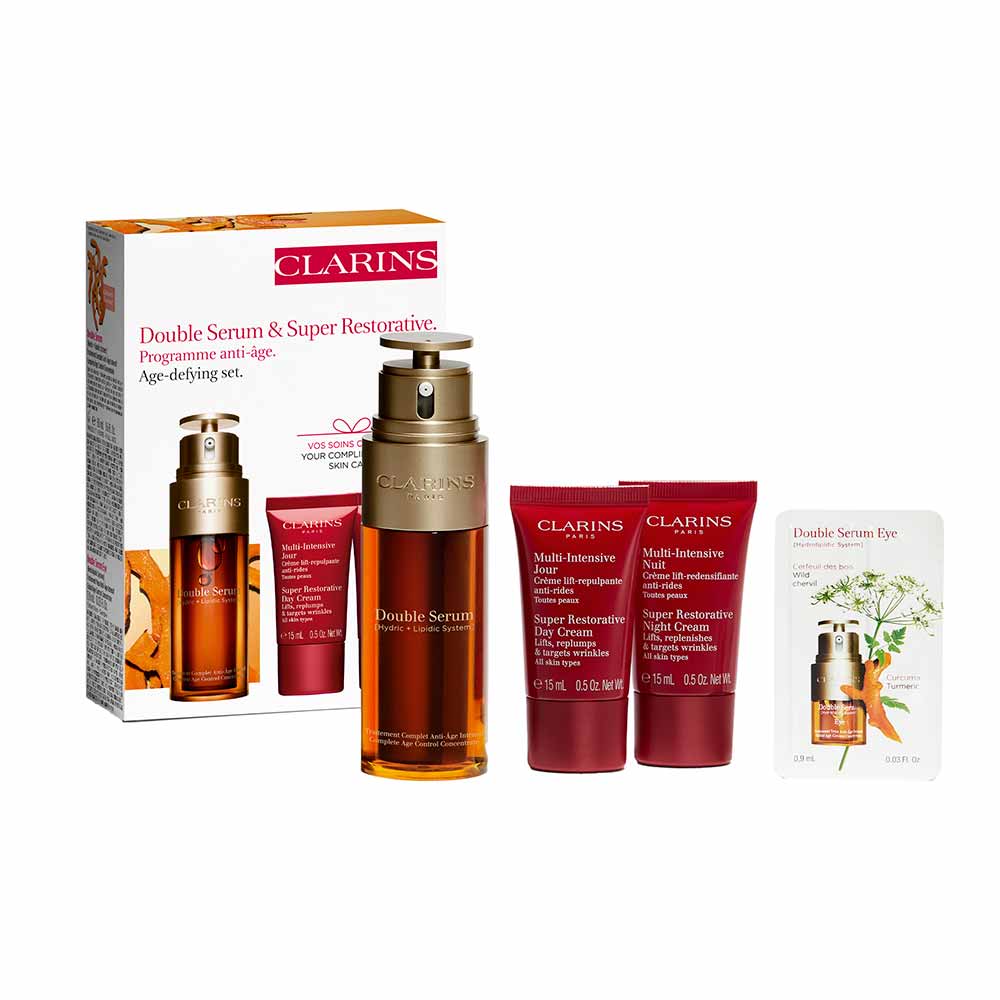 Kit Clarins Sérum Facial + Creme Firmador Dia + Creme Firmador Noite + Sérum para Olhos
