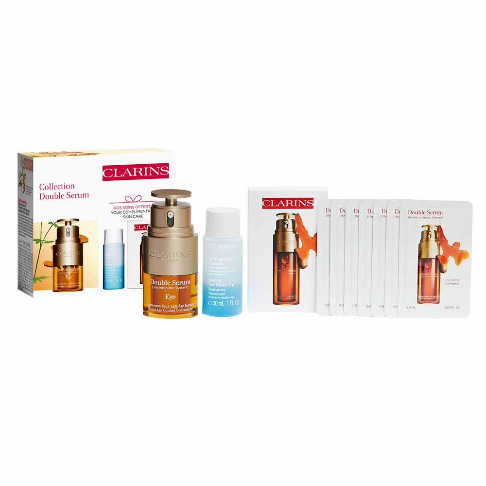 Kit Clarins Sérum para Olhos + Demaquilante Bifásico + Sérum Facial Anti-Idade