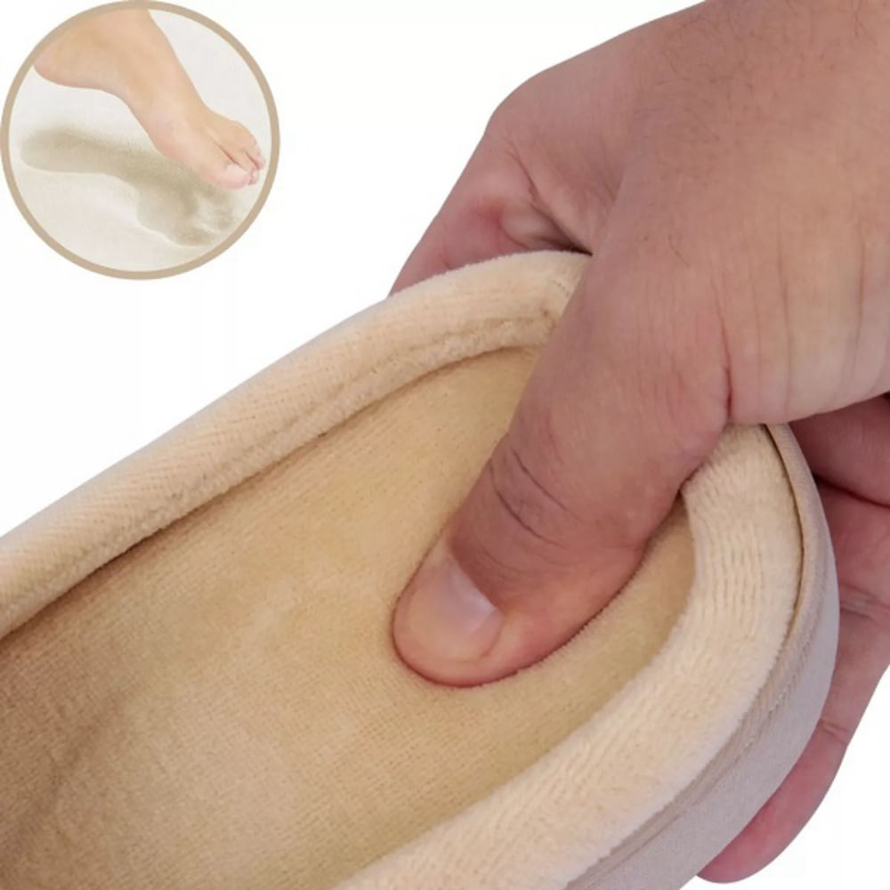 Pantufa Ortopedica FLY Feet Feminina e Masculina Forrada AC038 Bege