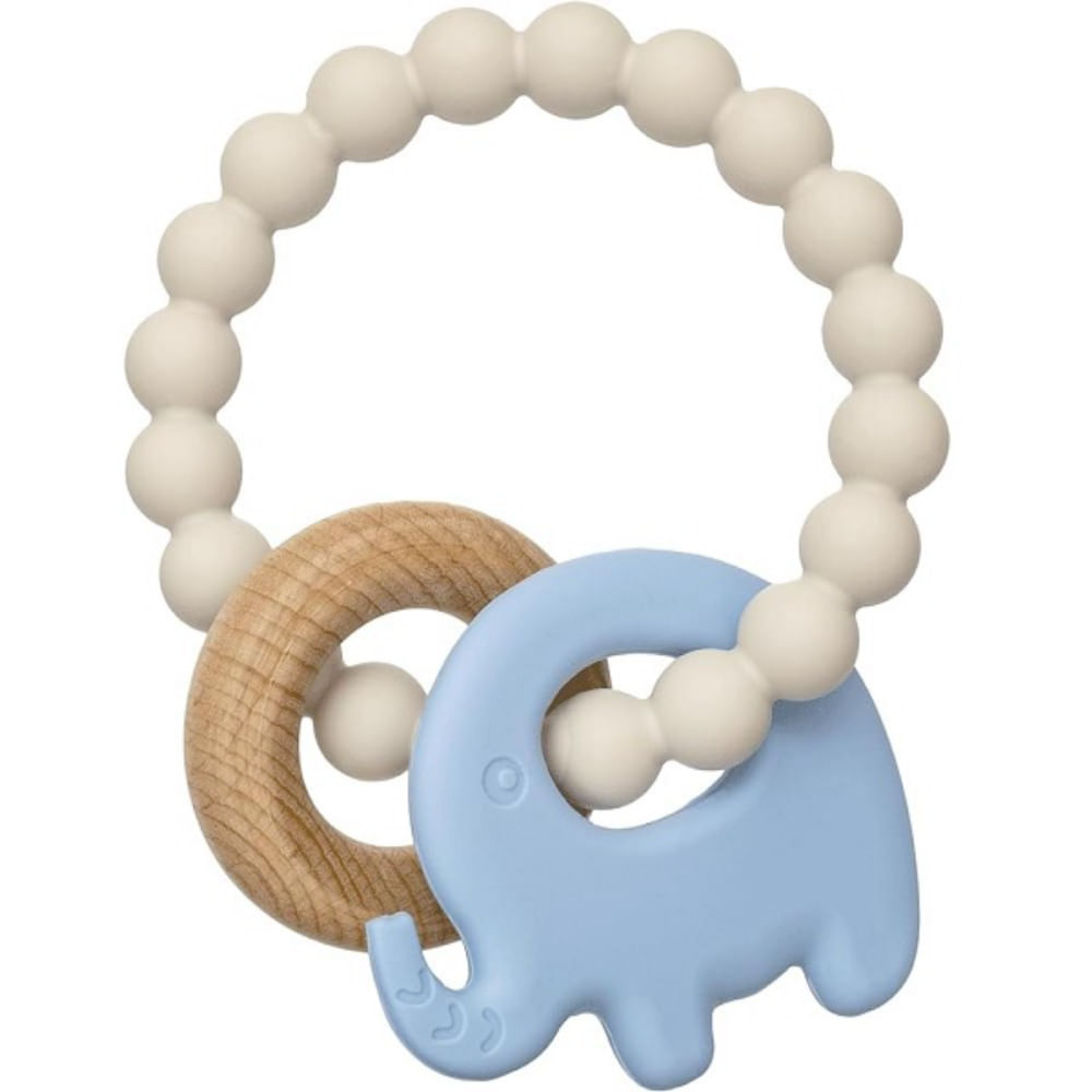 Mordedor em Silicone e Bambu Elefante Azul Buba 4M+