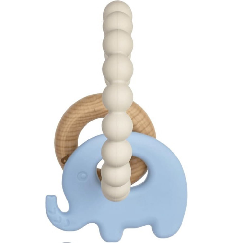 Mordedor em Silicone e Bambu Elefante Azul Buba 4M+