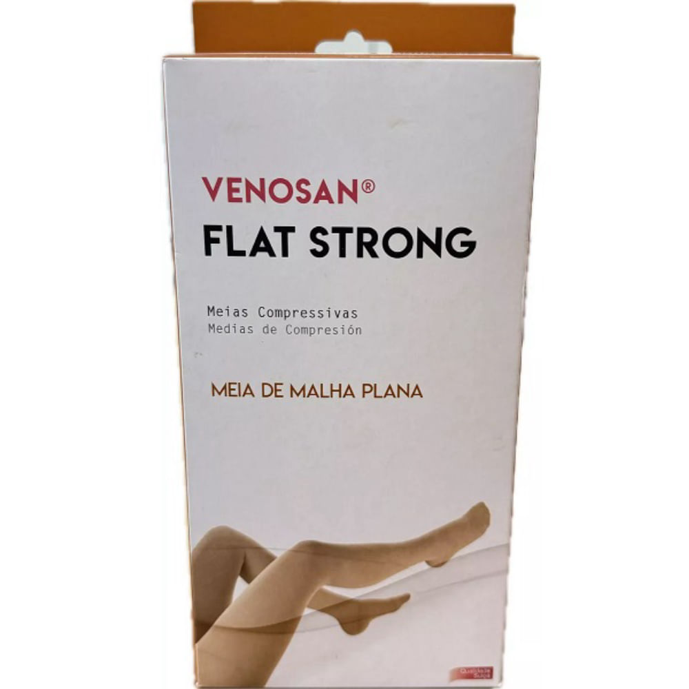 Meia 3/4 ALTA Compressão 30-40 Malha Plana FLAT STRONG Aberto Venosan