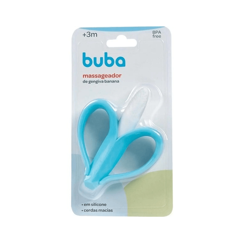 Mordedor Massageador Dental para Bebe Banana Buba Azul