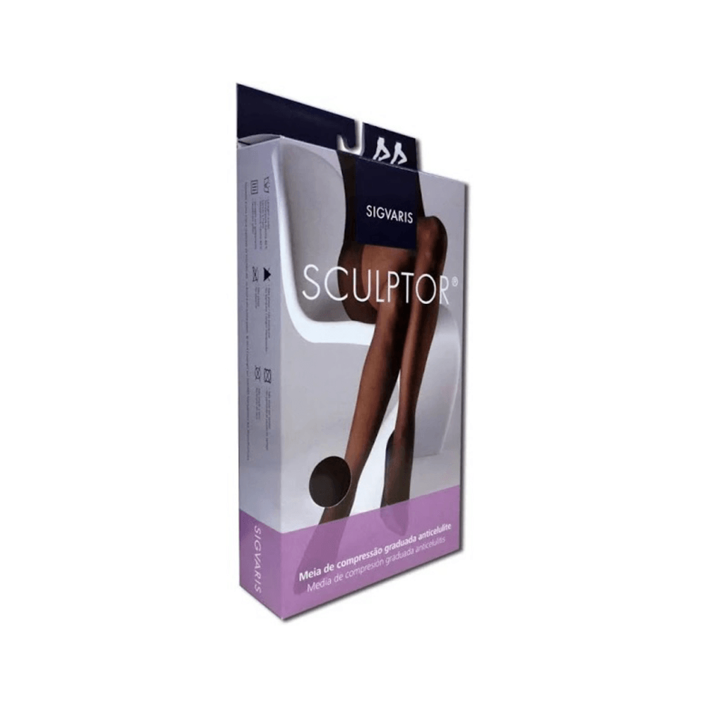 Meia-Calça Anticelulite 151AT Sculptor Sheer 15-20 MMHG Sigvaris Preta Tamanho GG1