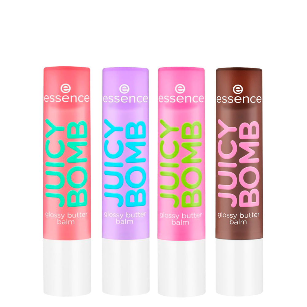 Kit Essence Balm Labial Juicy Bomb Glossy Butter 05 Choco-lot + 03 Time To Pitaya + 02 So Berry Cute + 01 One In A Melon