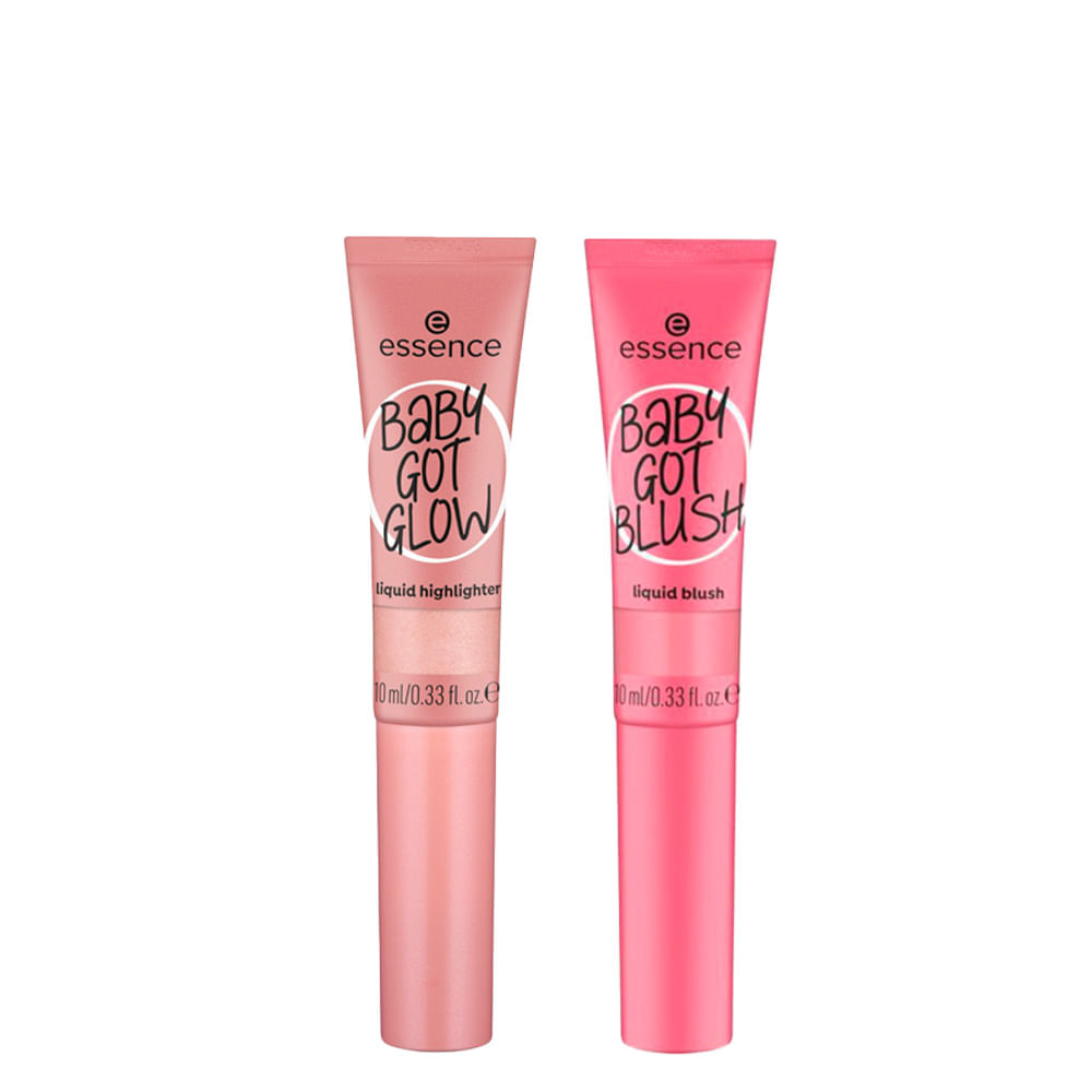 Kit Essence Blush Líquido Baby Got Blush 10 Pinkalicious 10 Ml + Iluminador Líquido Baby Got Glow 20 Rose And Shine 10 Ml