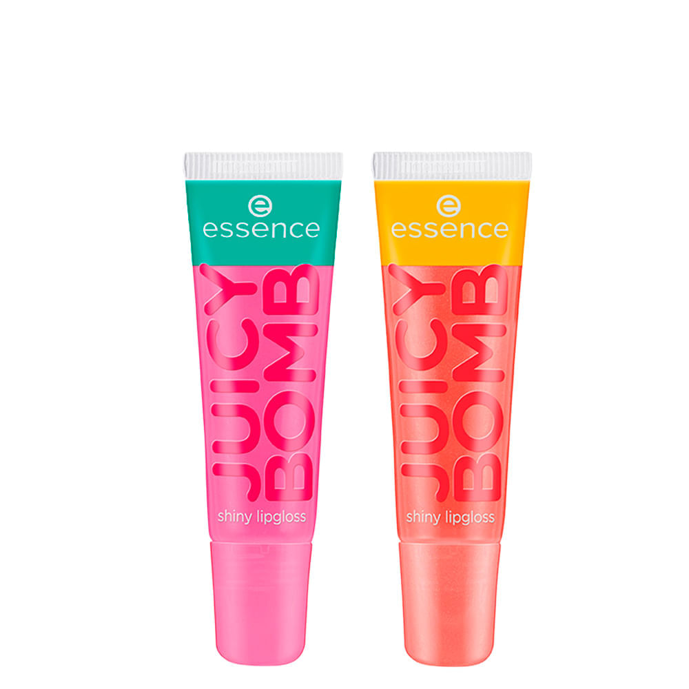 Kit Essence Gloss Labial Líquido Cintilante Juicy Bomb 102 Witty Watermelon 10 Ml + Gloss 103 Proud Papaya 10 Ml