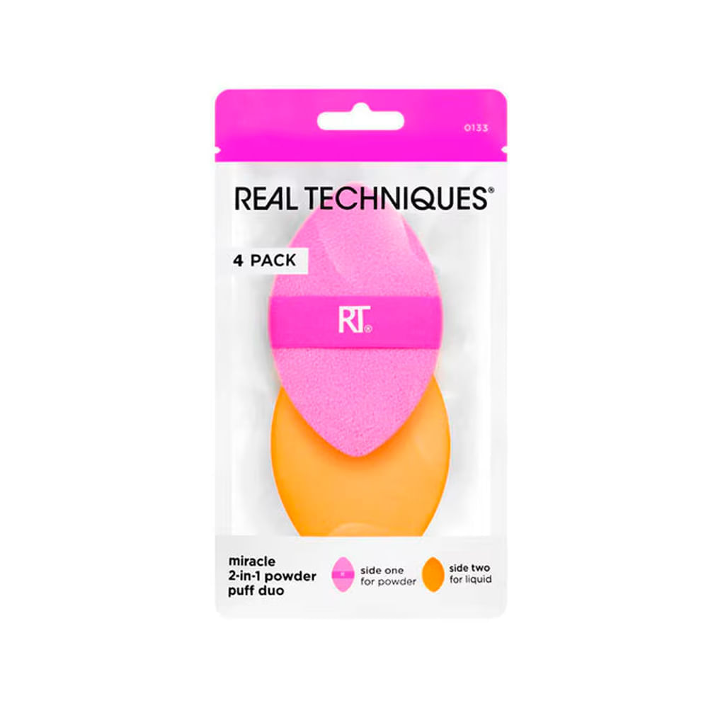 Kit Esponjas Puff 2 em 1 Real Techniques com 4 Unidades