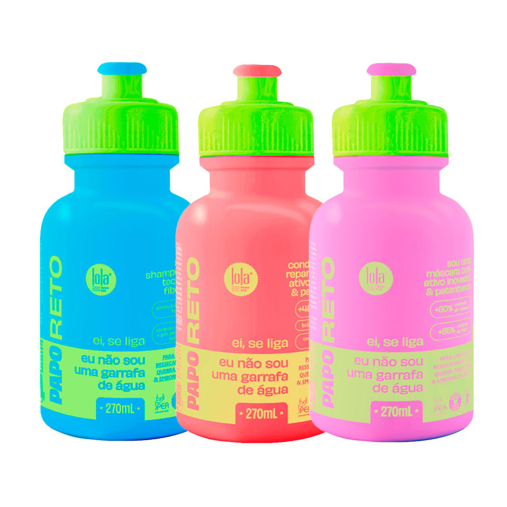 Kit Lola From Rio Papo Reto Shampoo 270 Ml + Condicionador 270 Ml + Máscara Fluída 270 Ml