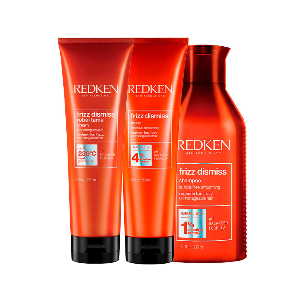 Kit Redken Frizz Dismiss Shampoo 300 ml + Máscara 250 g + Leave-In 250 ml