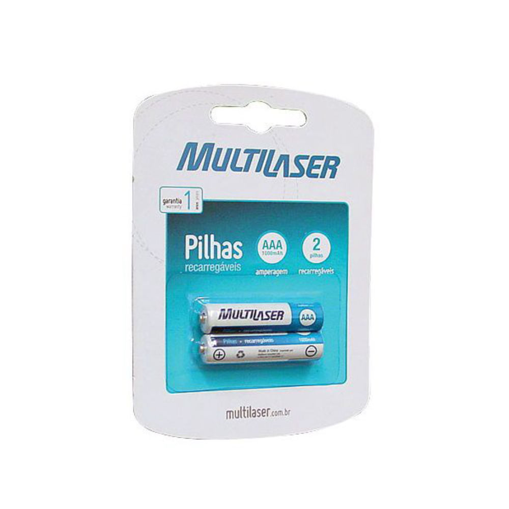 Pilha Recarregável Aaa 1000mah Blister Com 2 Multilaser