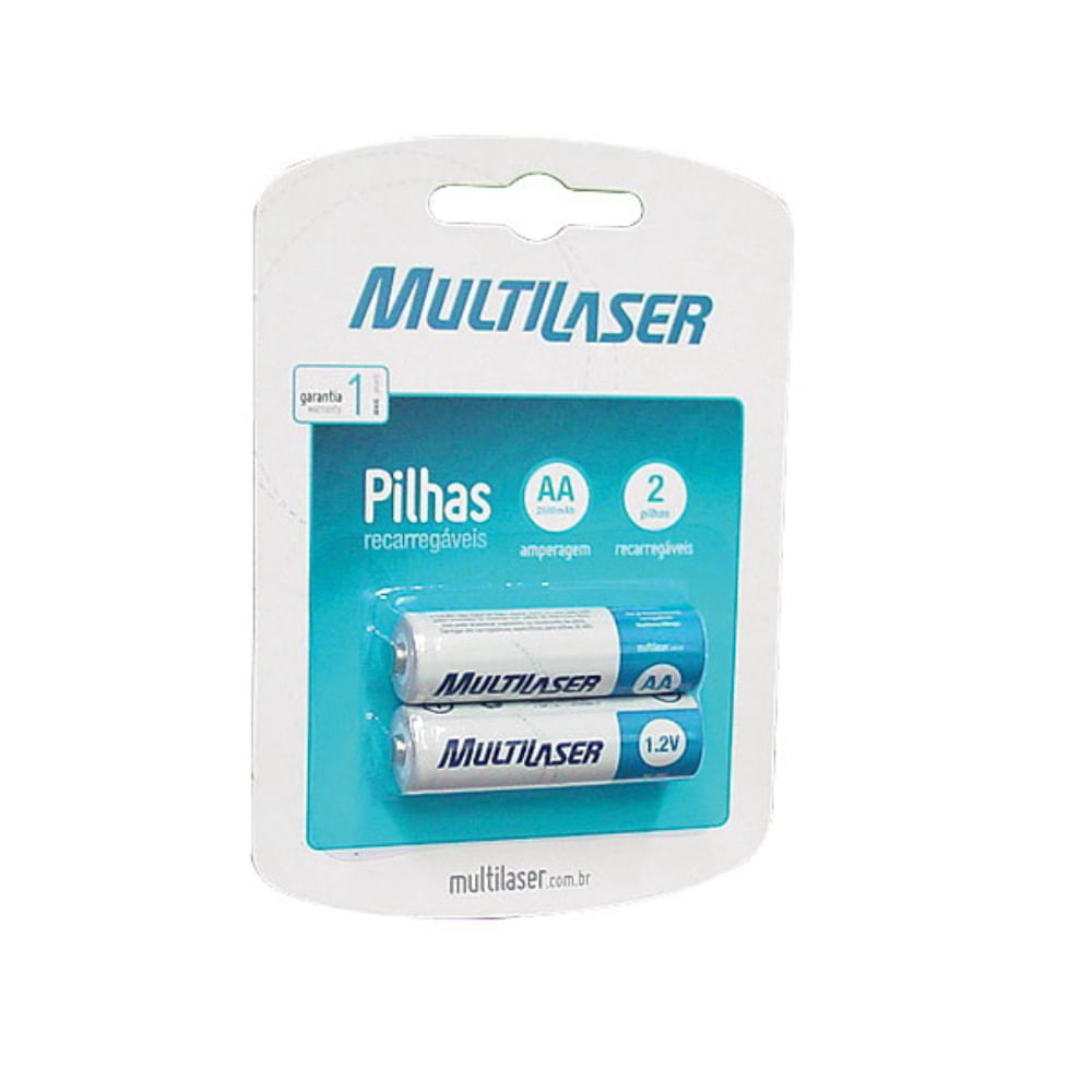 Pilha Recarregável Aa 2500mah Blister Multilaser