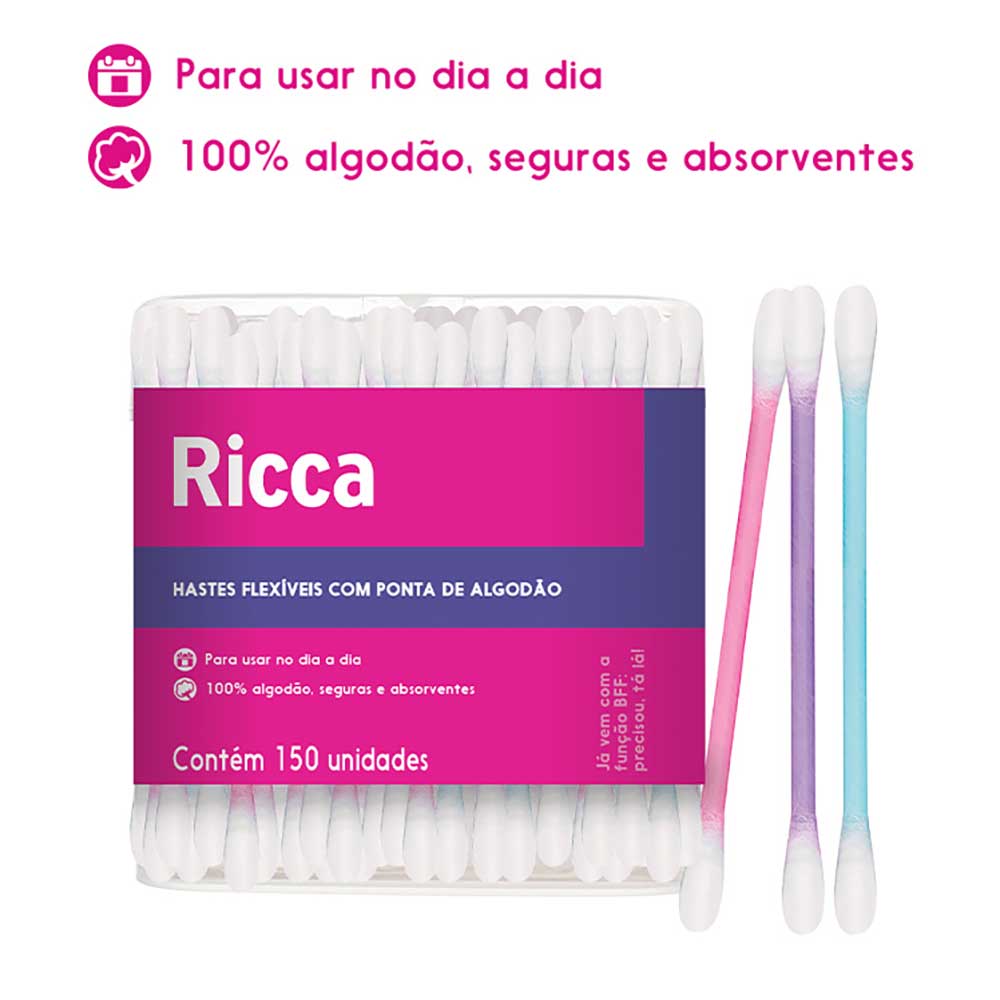 Hastes Flexíveis Ricca Pote 150 Un
