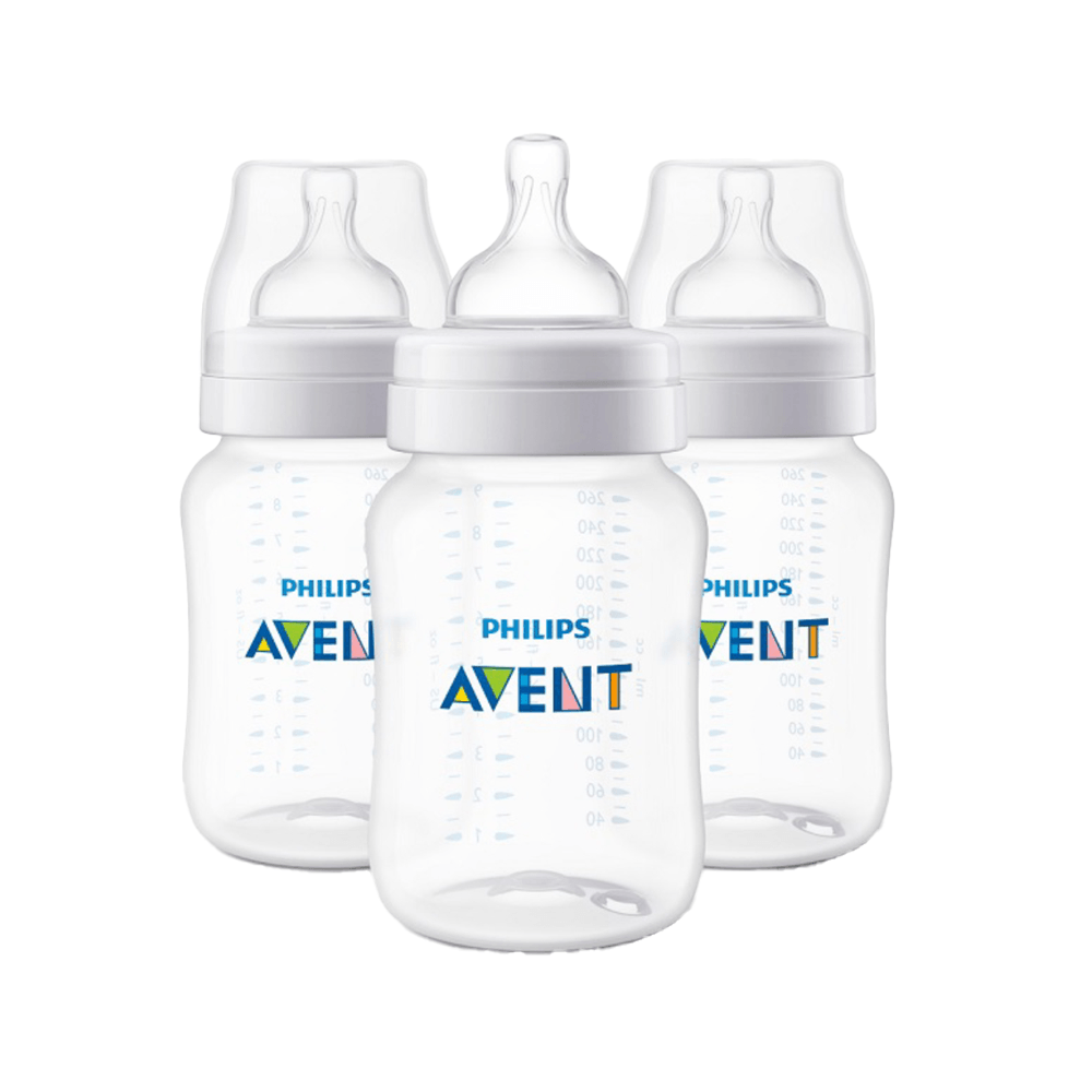 Kit 3 Mamadeiras Anti-Cólica Clássica Philips AVENT 260ml