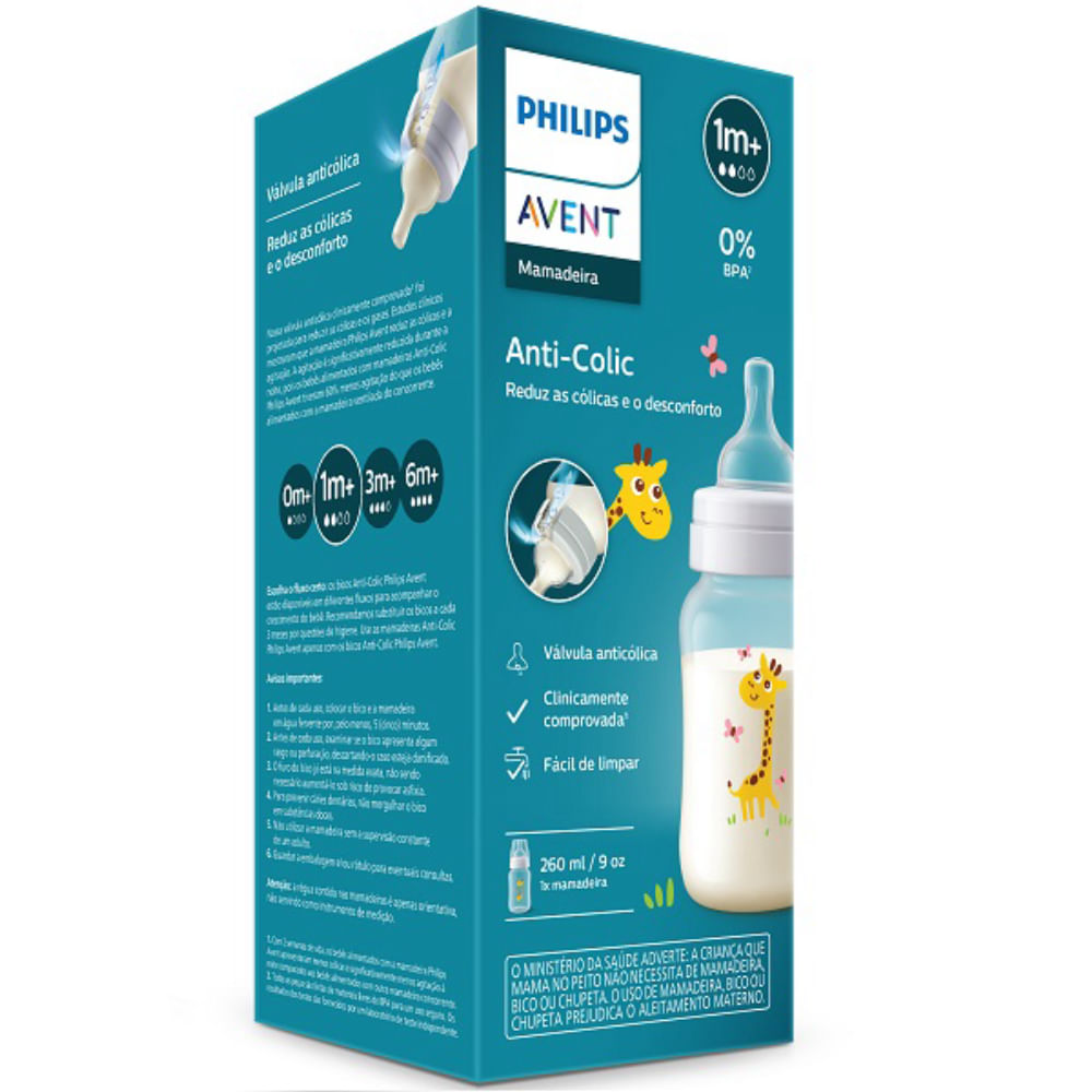Mamadeira Anti-Cólica Clássica Girafa Philips AVENT 260ml