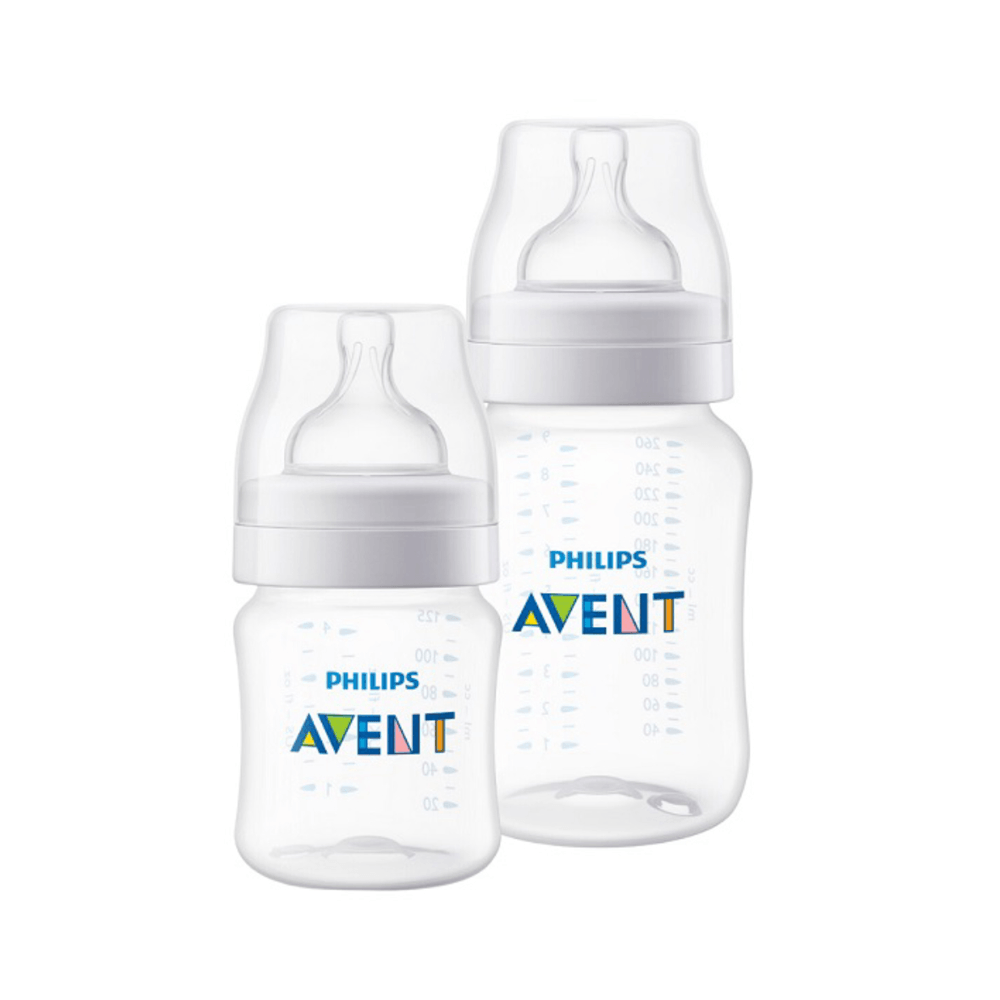 Mamadeira Anti-Cólica Clássica Transparente Philips AVENT 125ml + 260ml
